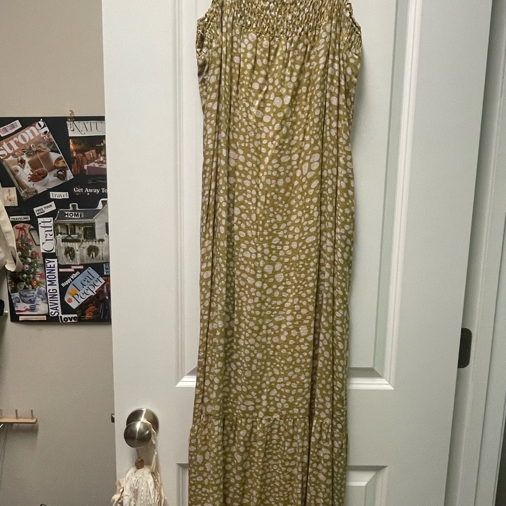 Show Me Your MuMu Olive Polka Dot Maxi Dress